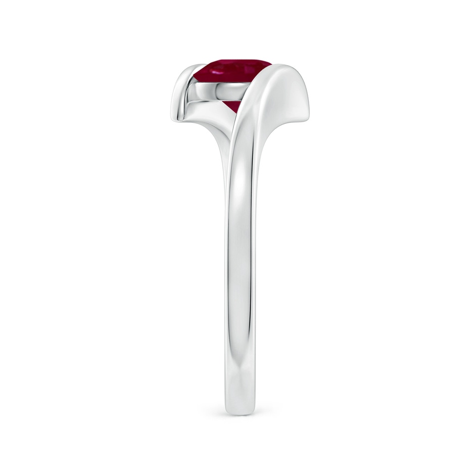 6mm A Bar-Set Solitaire Round Ruby Bypass Ring in White Gold side-2