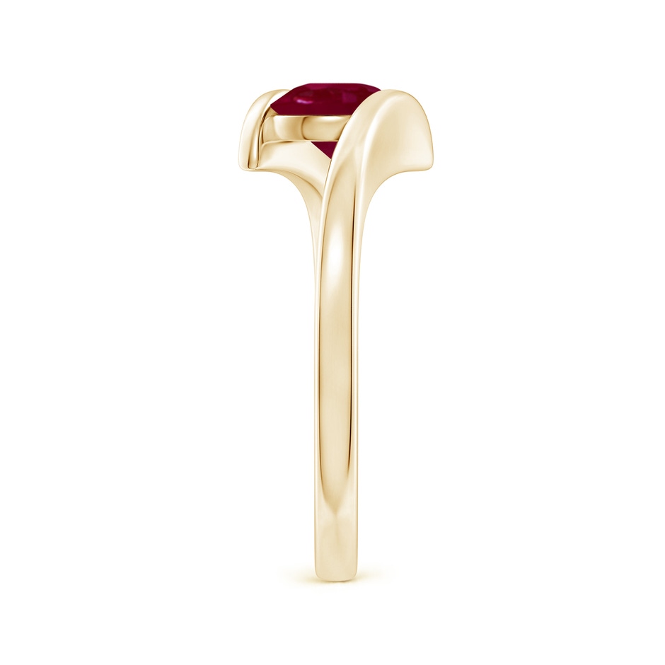 6mm A Bar-Set Solitaire Round Ruby Bypass Ring in Yellow Gold side-2