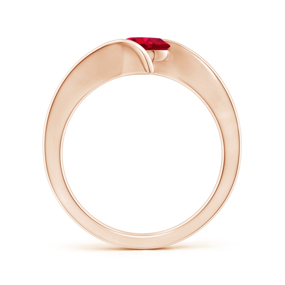 6mm AAA Bar-Set Solitaire Round Ruby Bypass Ring in Rose Gold side-1