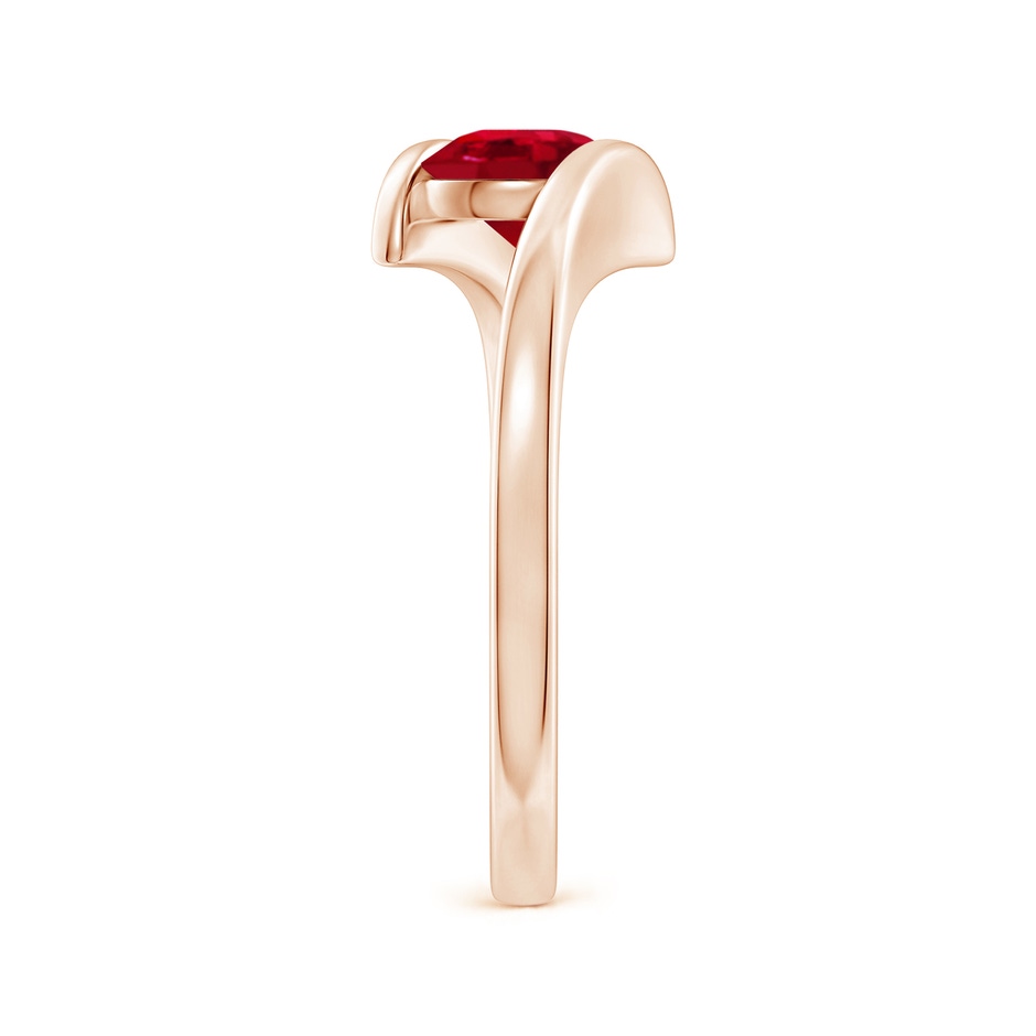 6mm AAA Bar-Set Solitaire Round Ruby Bypass Ring in Rose Gold side-2