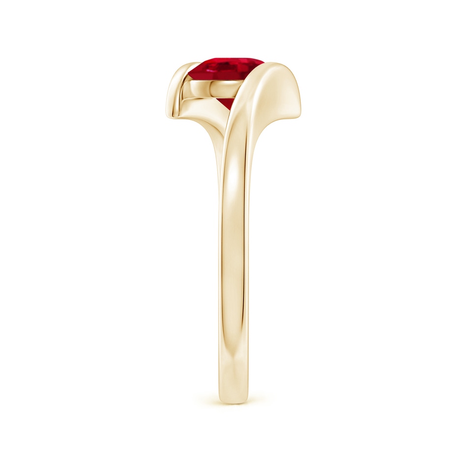 6mm AAA Bar-Set Solitaire Round Ruby Bypass Ring in Yellow Gold side-2