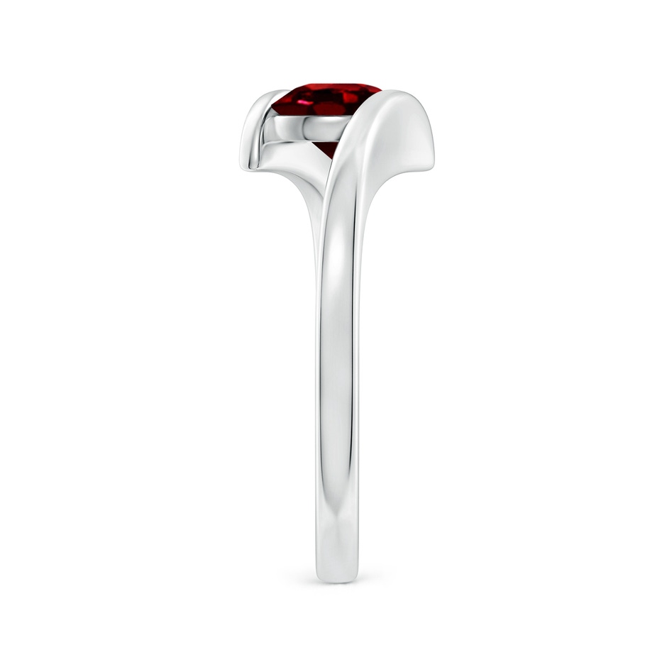 6mm Lab-Grown Bar-Set Solitaire Round Ruby Bypass Ring in S999 Silver side-2