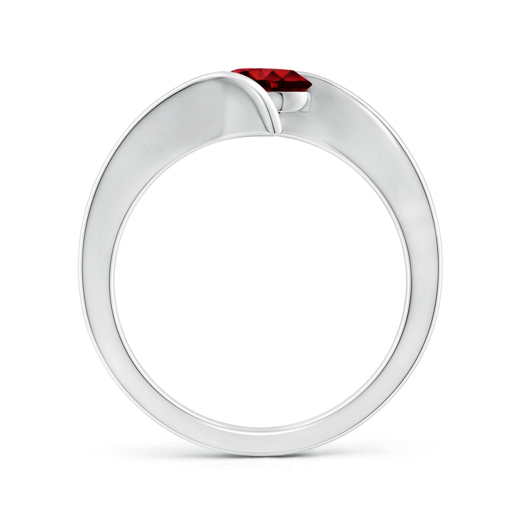 6mm Lab-Grown Bar-Set Solitaire Round Ruby Bypass Ring in White Gold - side_1