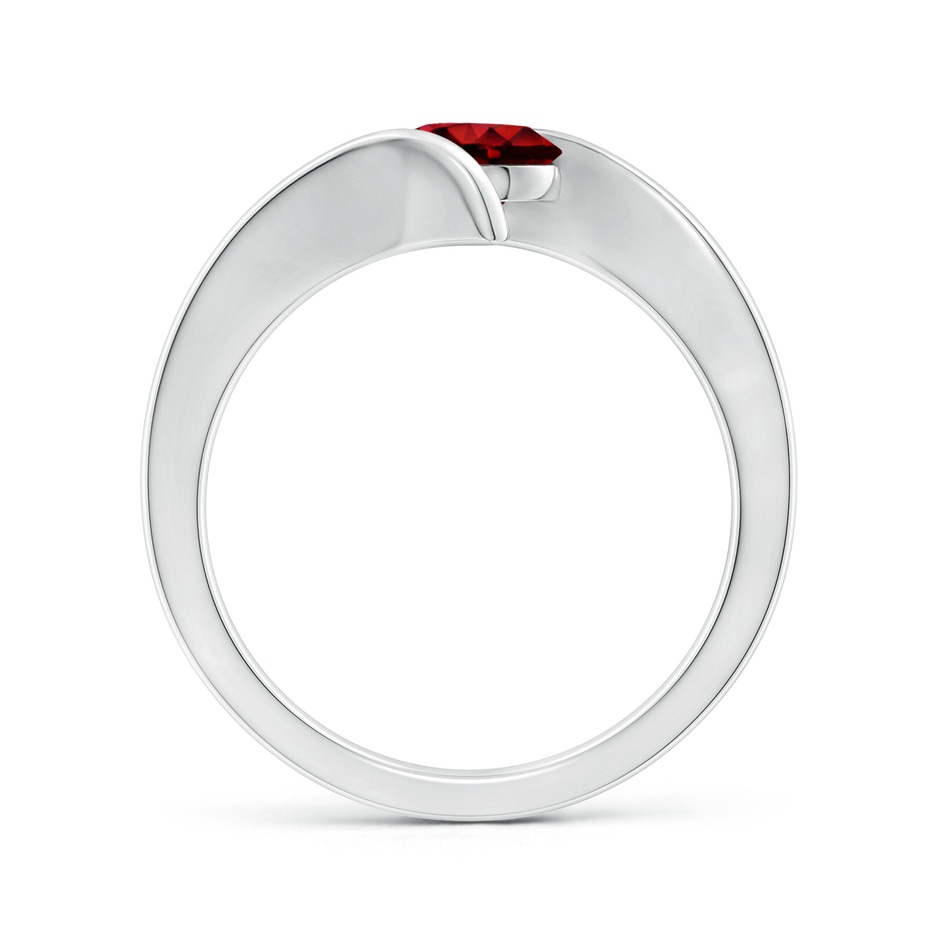 6mm Lab-Grown Bar-Set Solitaire Round Ruby Bypass Ring in White Gold side-1