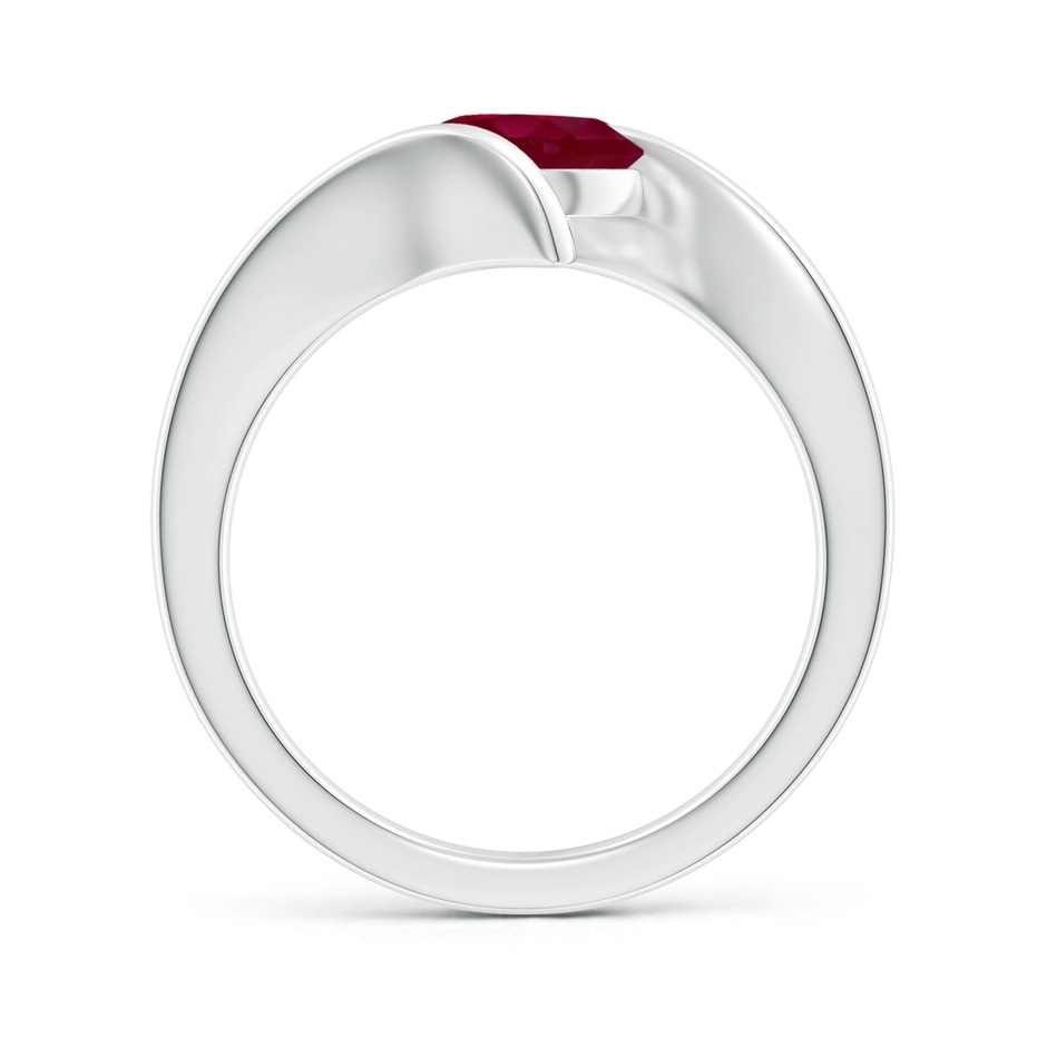 7mm A Bar-Set Solitaire Round Ruby Bypass Ring in White Gold side-1