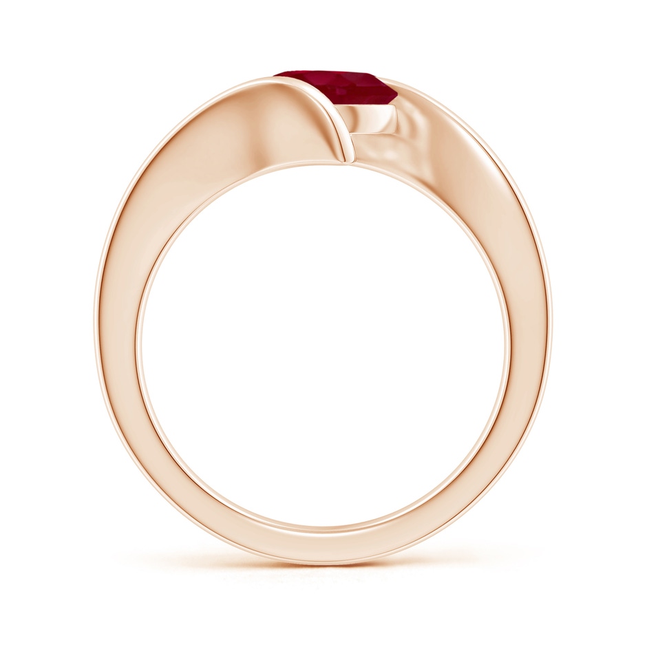 7mm AA Bar-Set Solitaire Round Ruby Bypass Ring in Rose Gold side-1