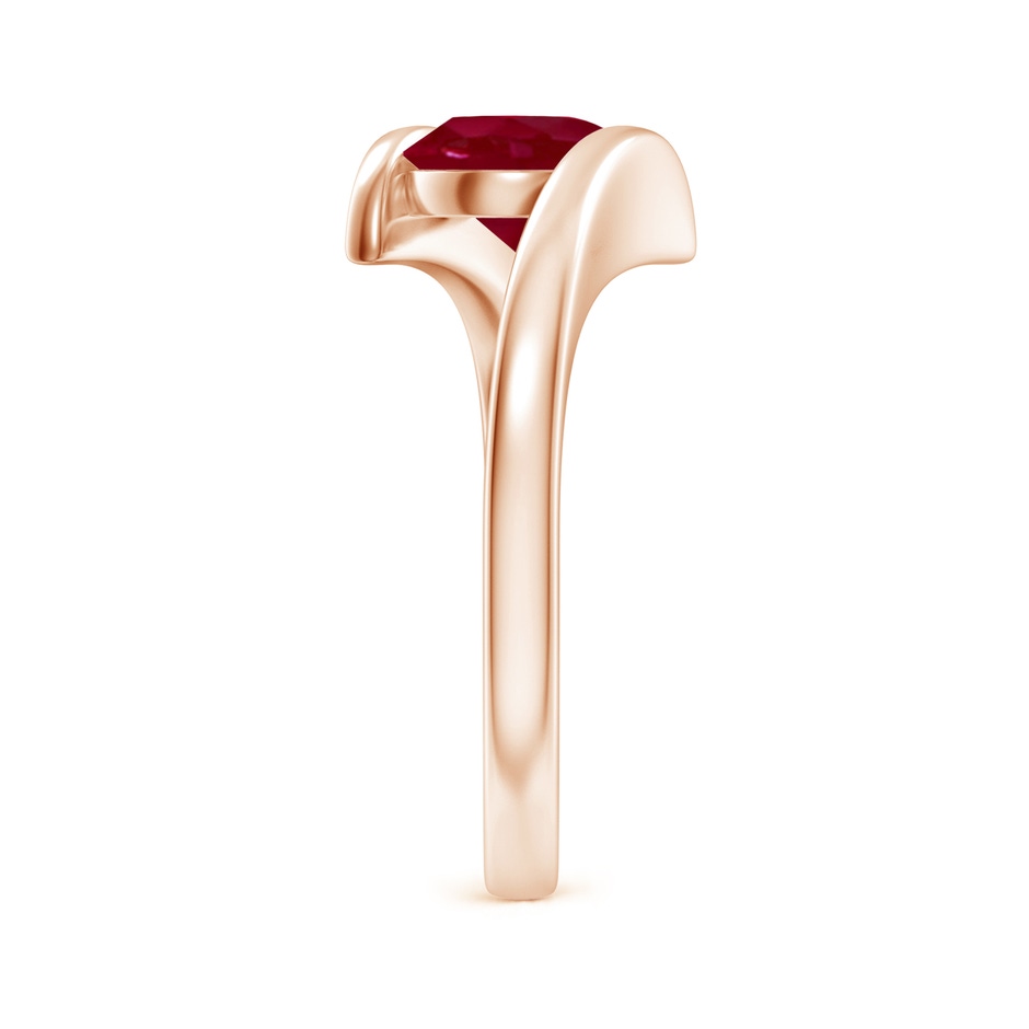 7mm AA Bar-Set Solitaire Round Ruby Bypass Ring in Rose Gold side-2
