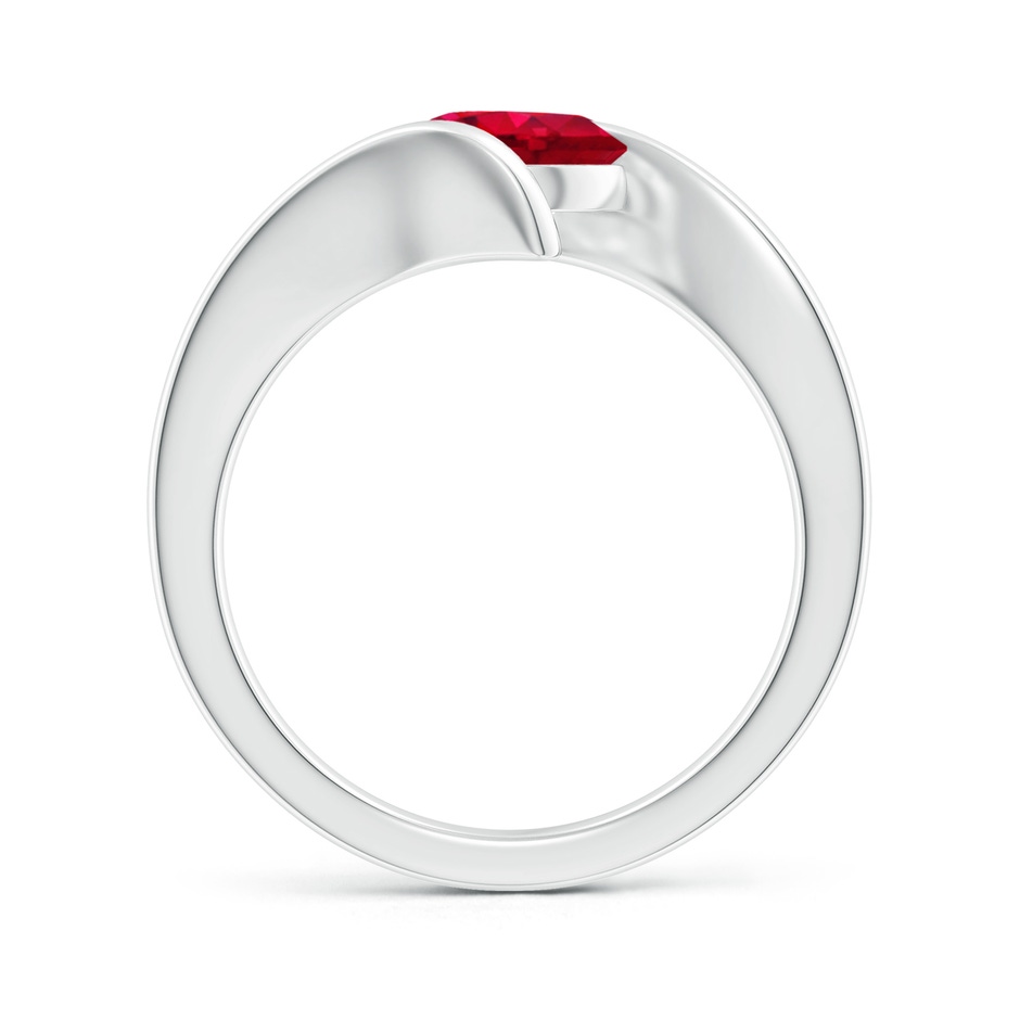 7mm AAA Bar-Set Solitaire Round Ruby Bypass Ring in White Gold side-1
