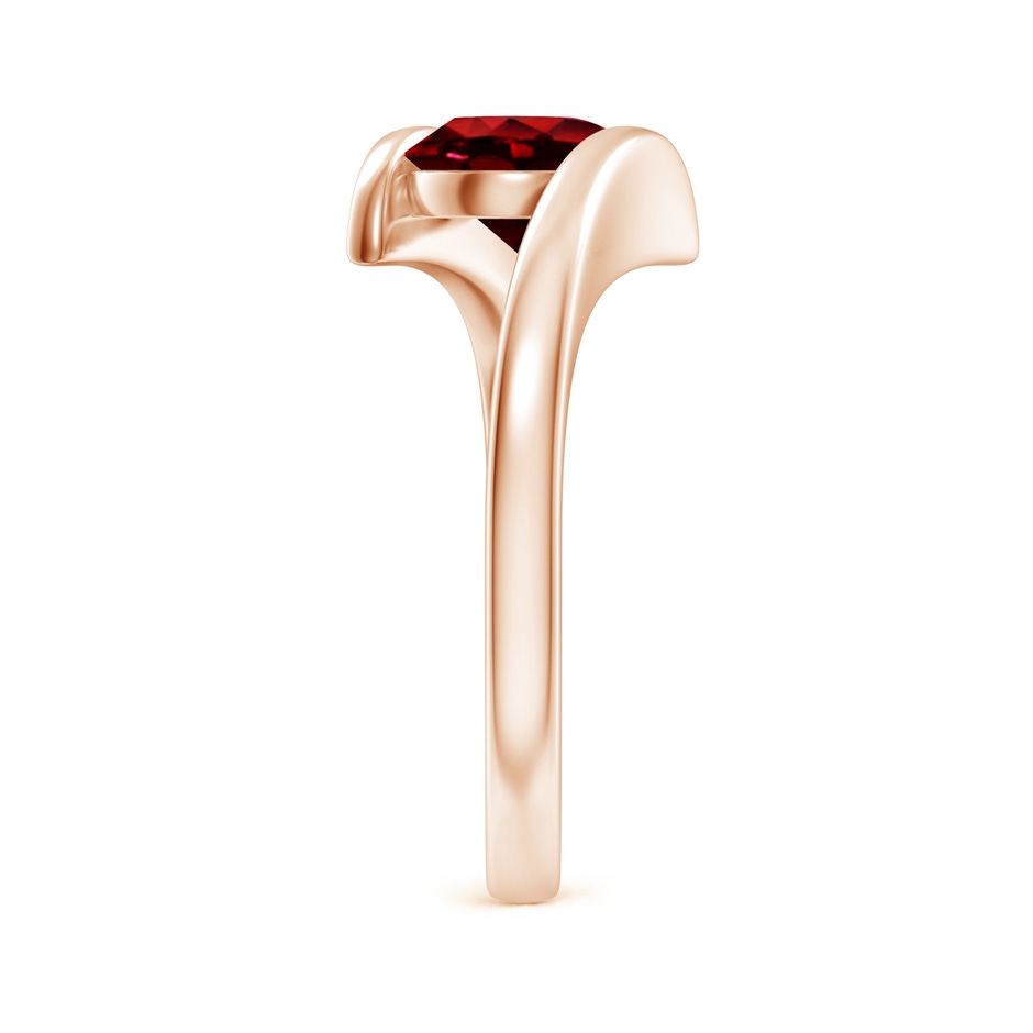 7mm AAAA Bar-Set Solitaire Round Ruby Bypass Ring in Rose Gold side-2