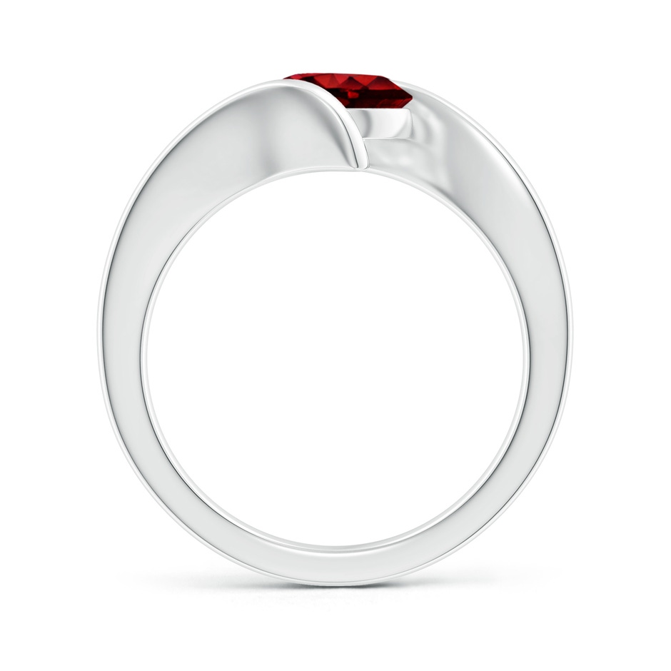 7mm AAAA Bar-Set Solitaire Round Ruby Bypass Ring in S999 Silver side-1