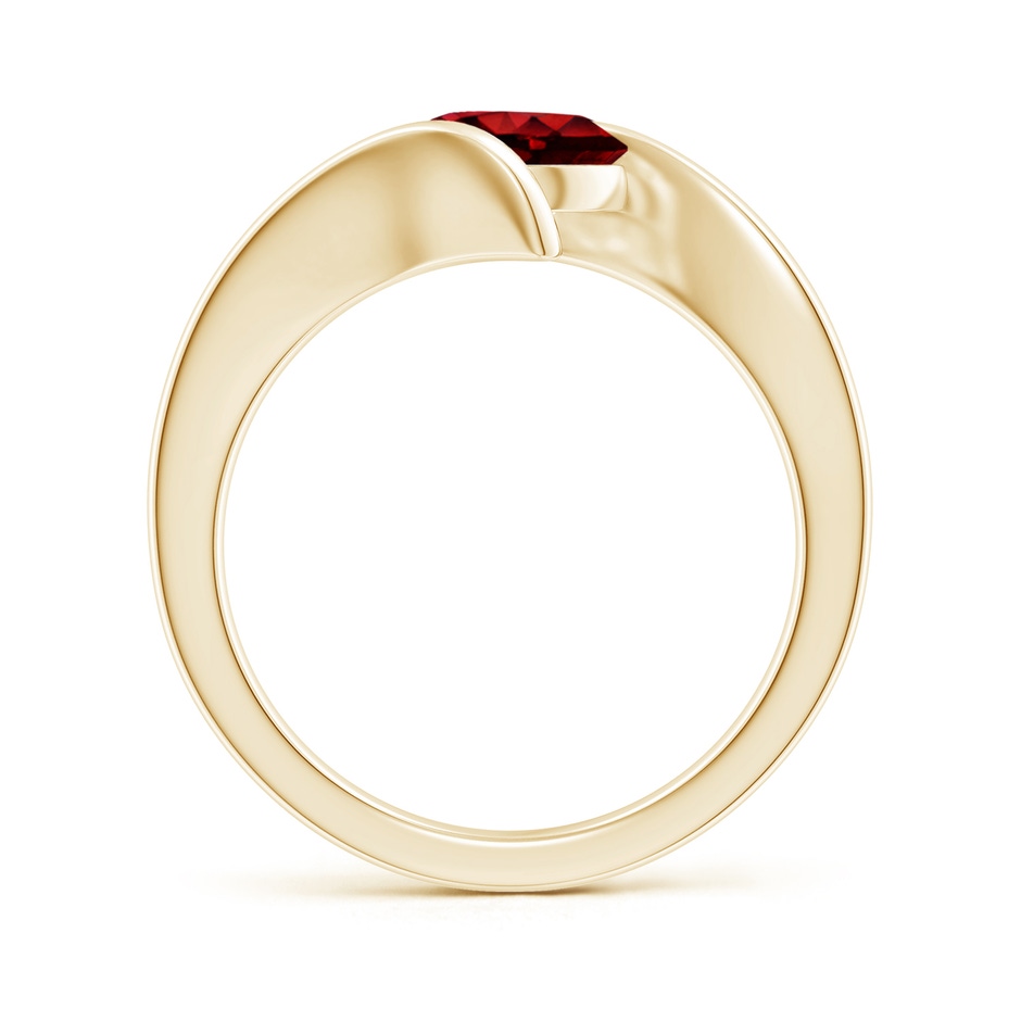 7mm Lab-Grown Bar-Set Solitaire Round Ruby Bypass Ring in Yellow Gold side-1