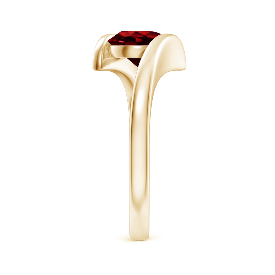 7mm Lab-Grown Bar-Set Solitaire Round Ruby Bypass Ring in Yellow Gold side-2