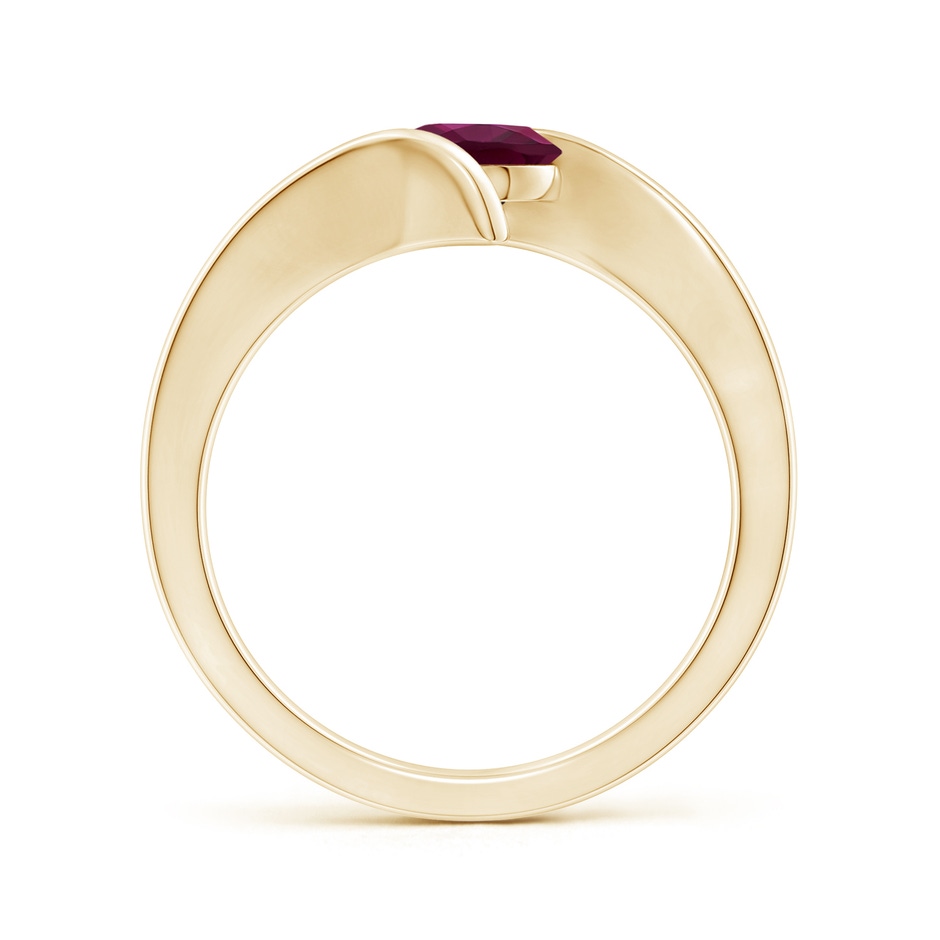 6mm AAA Bar-Set Solitaire Round Rhodolite Bypass Ring in Yellow Gold side-1