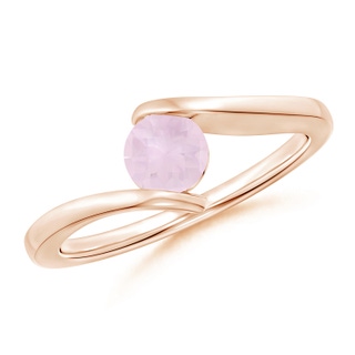 5mm A Bar-Set Solitaire Round Rose Quartz Bypass Ring in Rose Gold