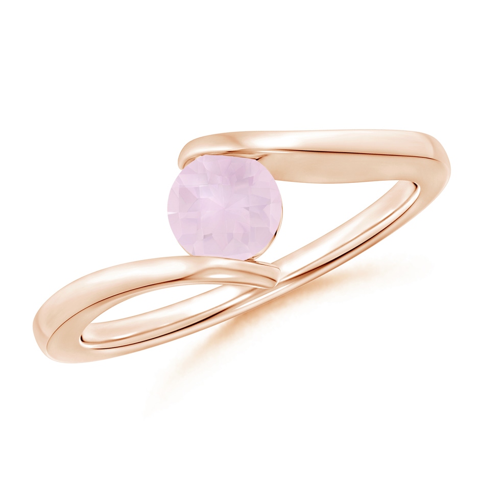 5mm A Bar-Set Solitaire Round Rose Quartz Bypass Ring in Rose Gold 