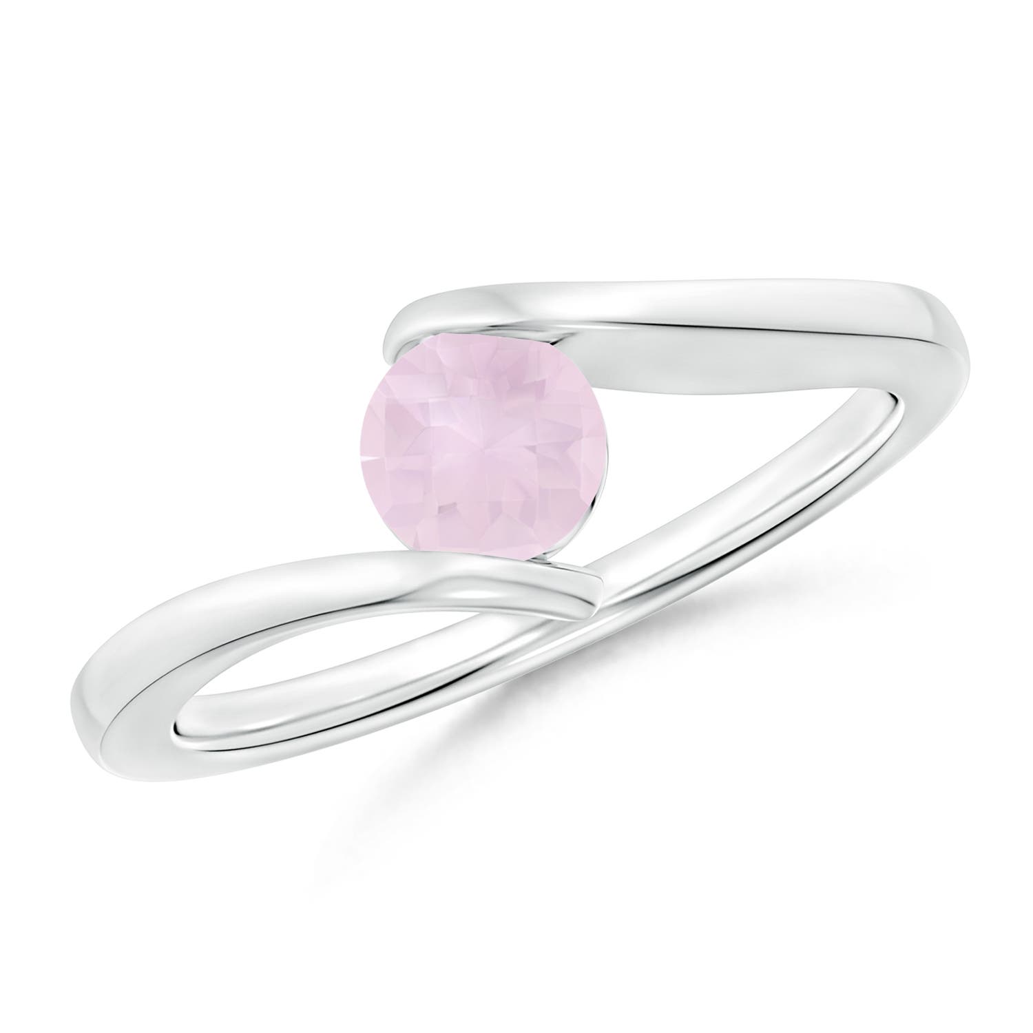 A - Rose Quartz / 0.5 CT / 14 KT White Gold