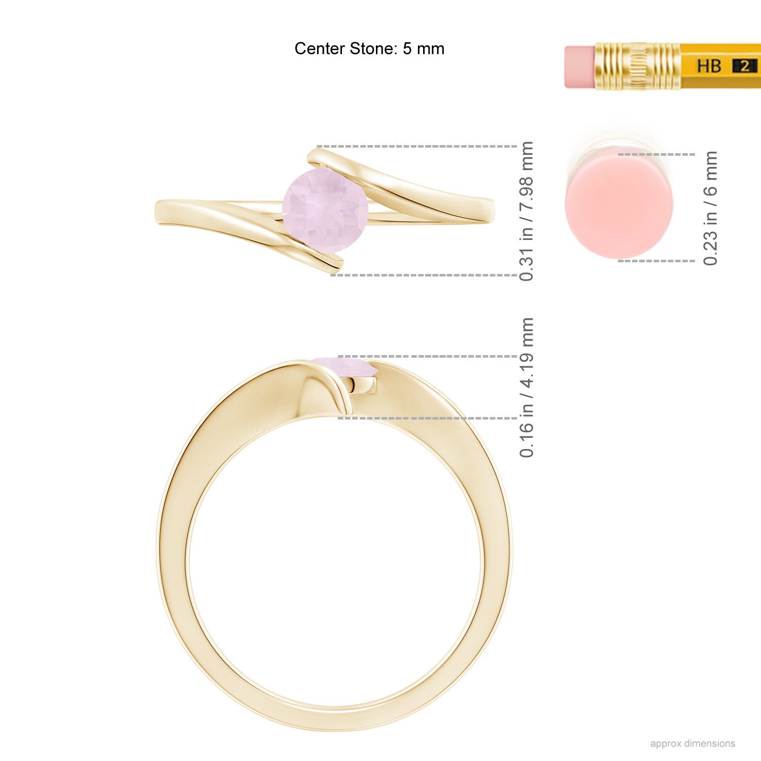 A - Rose Quartz / 0.5 CT / 14 KT Yellow Gold