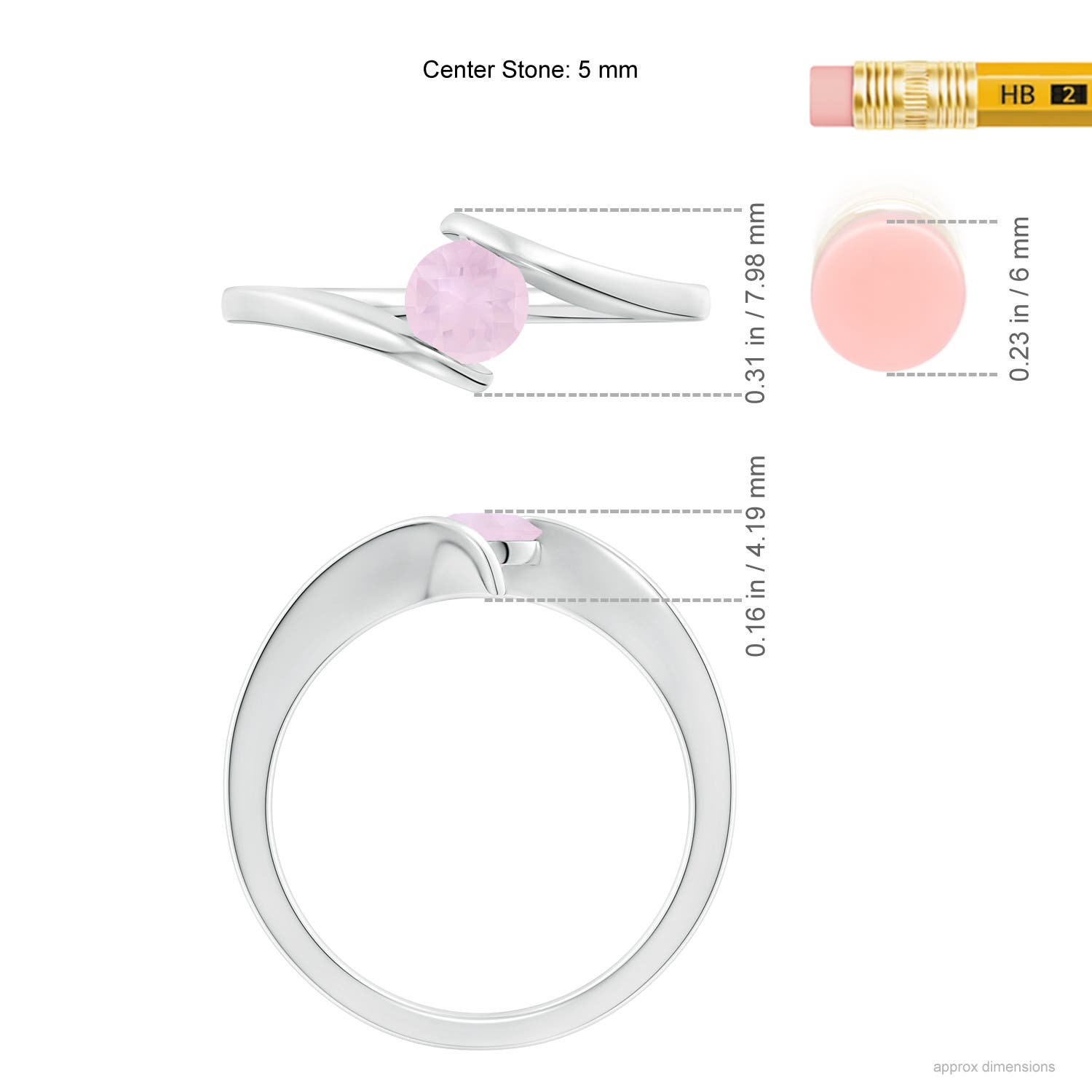 AA - Rose Quartz / 0.5 CT / 14 KT White Gold