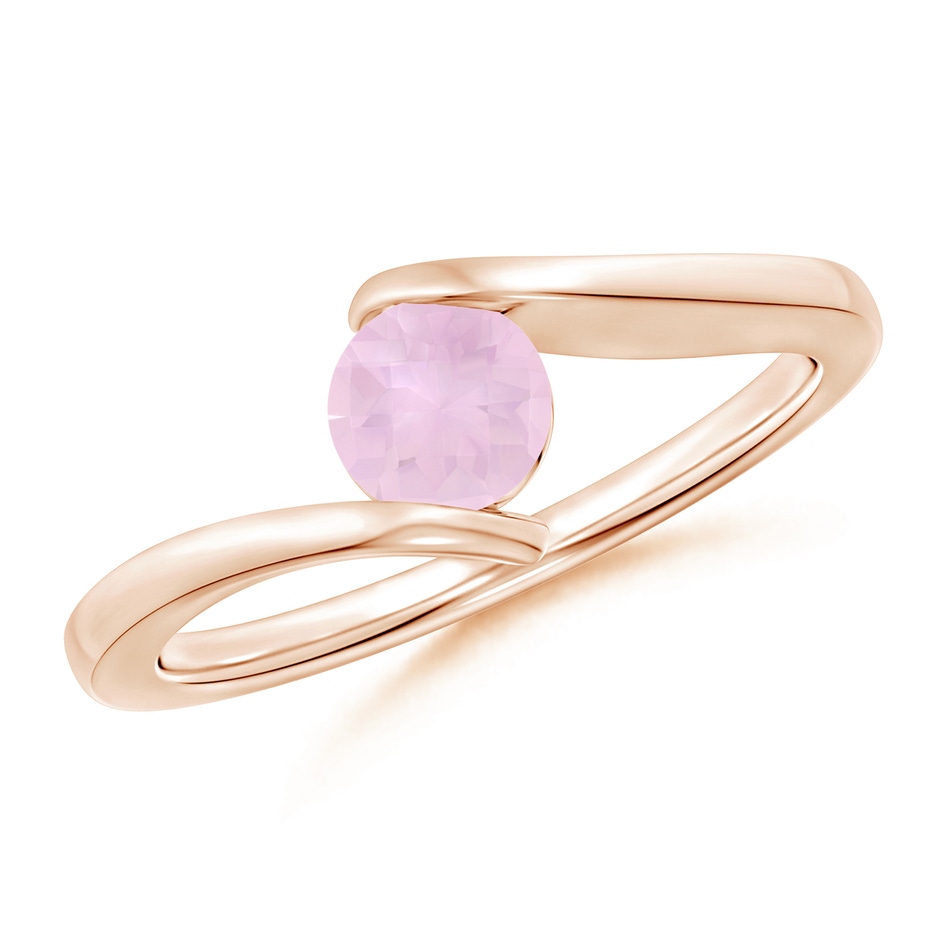 5mm AAA Bar-Set Solitaire Round Rose Quartz Bypass Ring in Rose Gold 