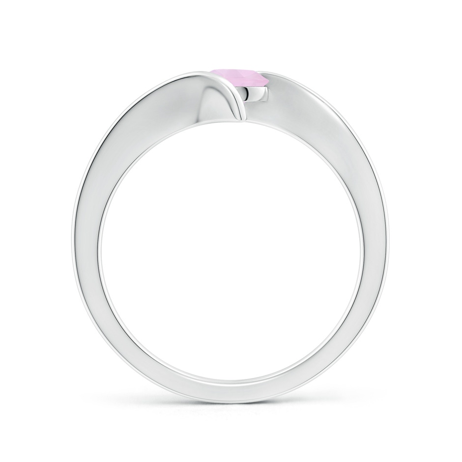 5mm AAA Bar-Set Solitaire Round Rose Quartz Bypass Ring in White Gold side-1