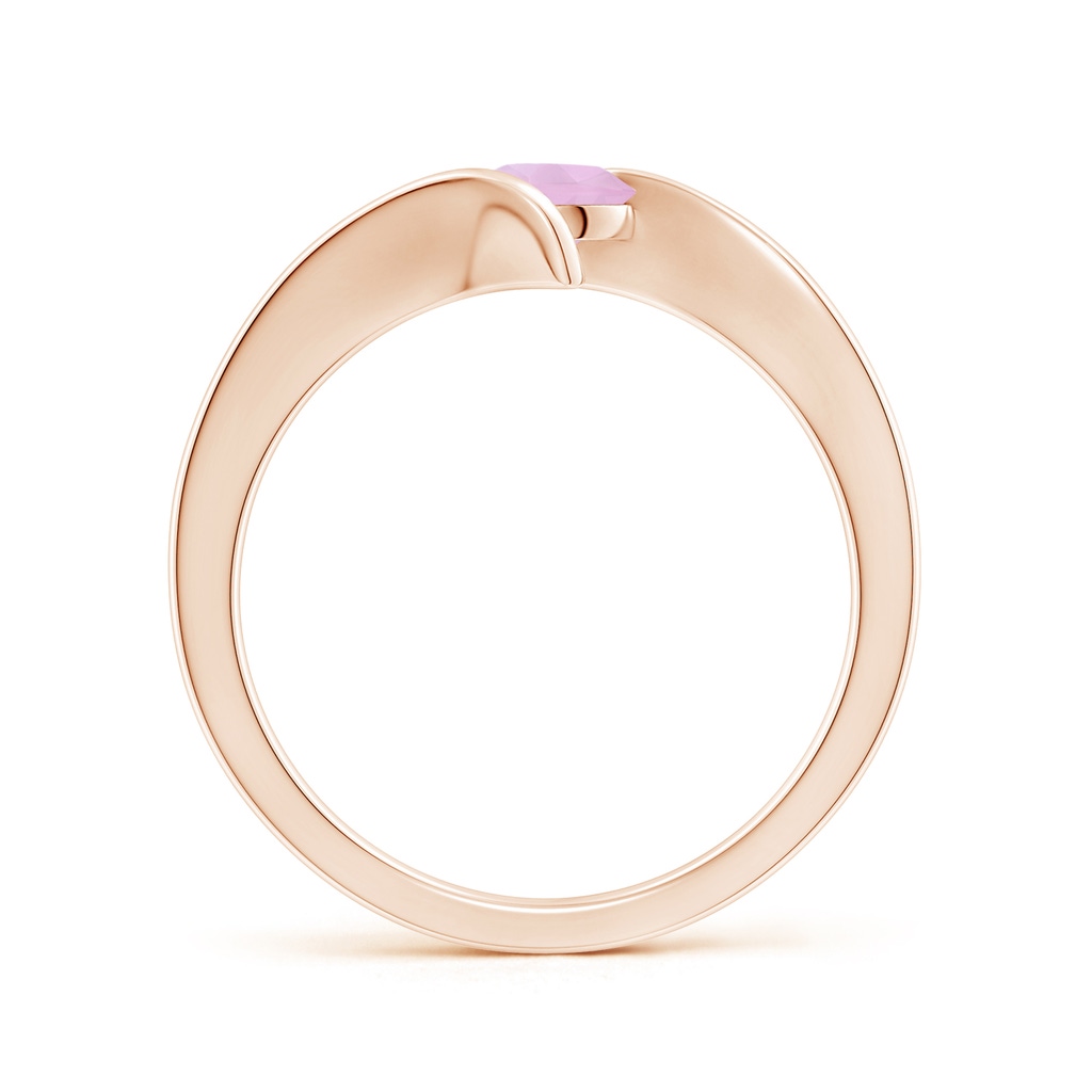 5mm AAAA Bar-Set Solitaire Round Rose Quartz Bypass Ring in Rose Gold - side_1