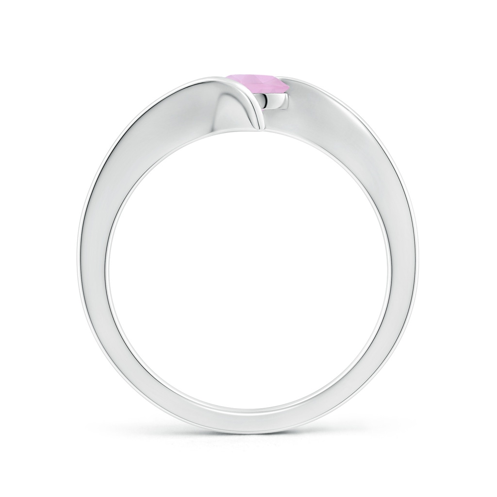 5mm AAAA Bar-Set Solitaire Round Rose Quartz Bypass Ring in S999 Silver - side_1