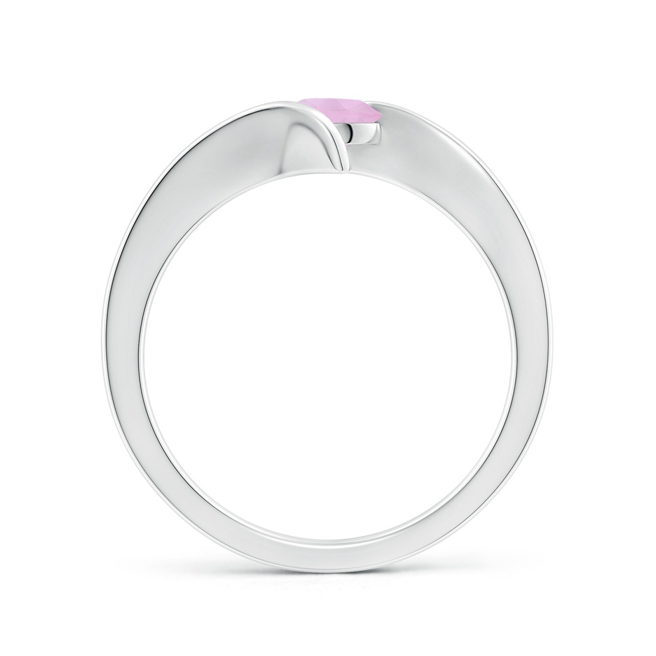 5mm AAAA Bar-Set Solitaire Round Rose Quartz Bypass Ring in White Gold side-1
