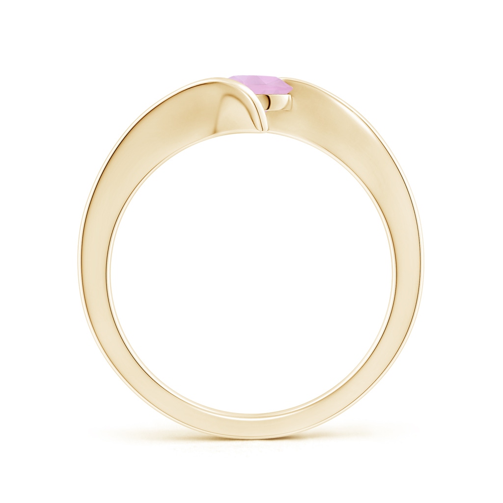 5mm AAAA Bar-Set Solitaire Round Rose Quartz Bypass Ring in Yellow Gold - side_1