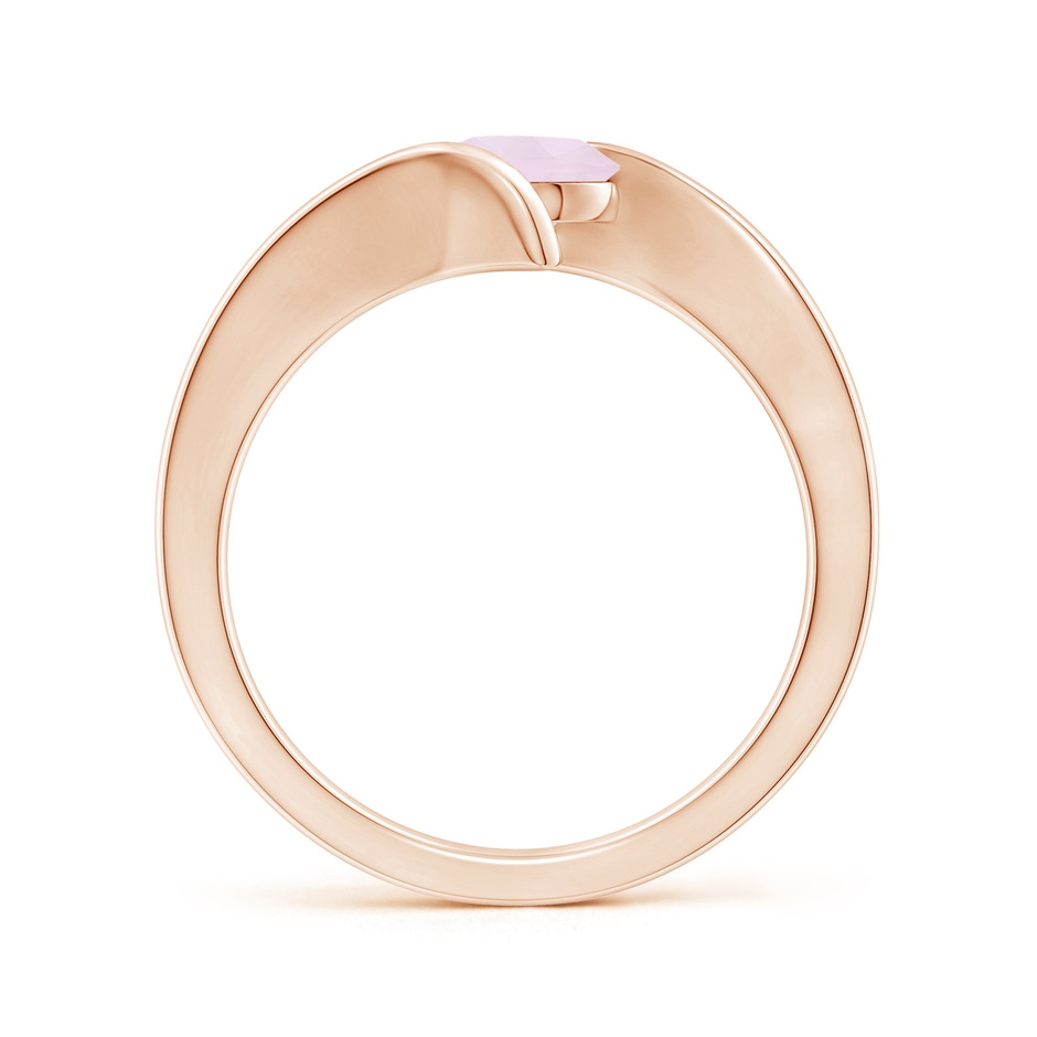 6mm A Bar-Set Solitaire Round Rose Quartz Bypass Ring in Rose Gold side-1