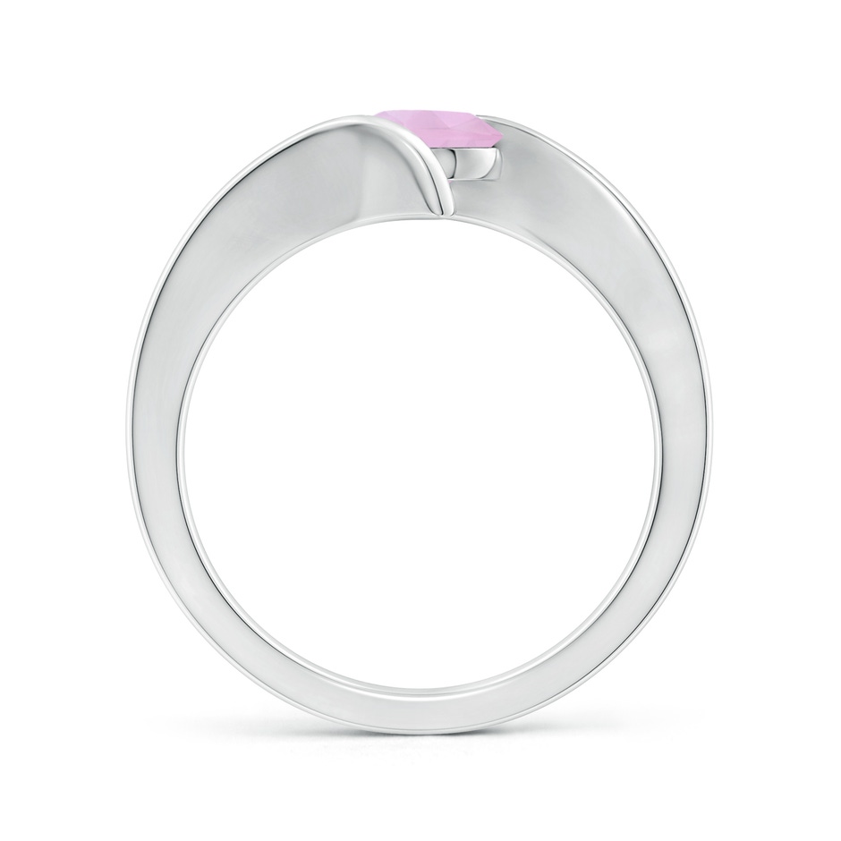 6mm AAAA Bar-Set Solitaire Round Rose Quartz Bypass Ring in P950 Platinum side-1