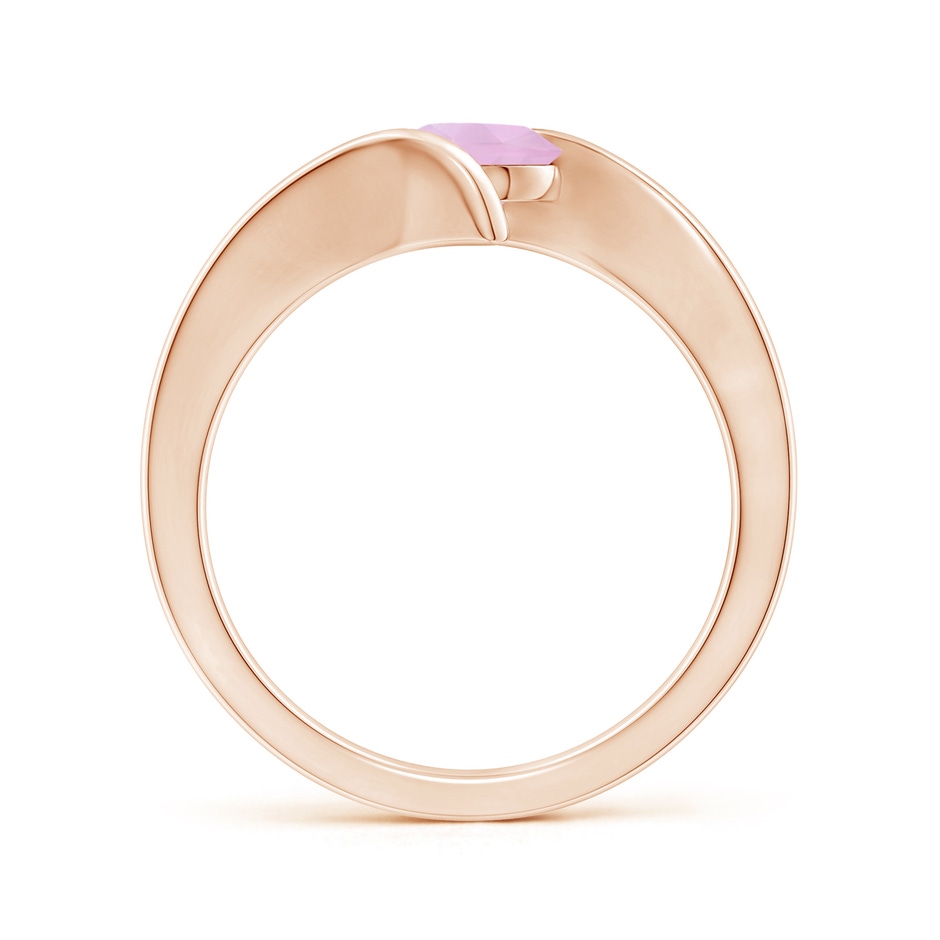 6mm AAAA Bar-Set Solitaire Round Rose Quartz Bypass Ring in Rose Gold side-1