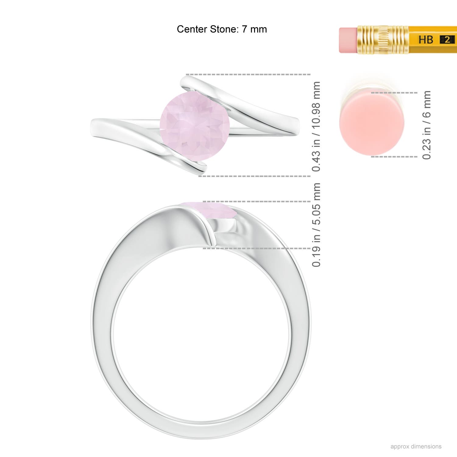 A - Rose Quartz / 1.35 CT / 14 KT White Gold