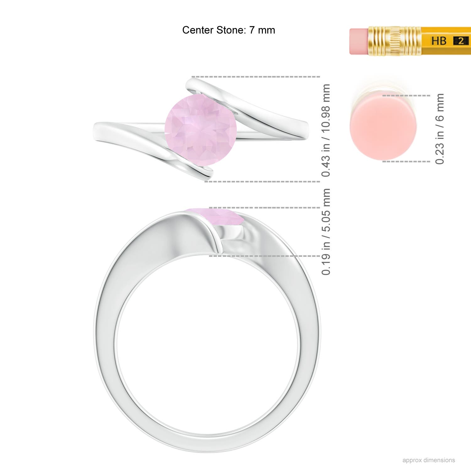 AAA - Rose Quartz / 1.35 CT / 14 KT White Gold