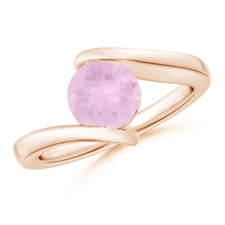 7mm AAAA Bar-Set Solitaire Round Rose Quartz Bypass Ring in Rose Gold