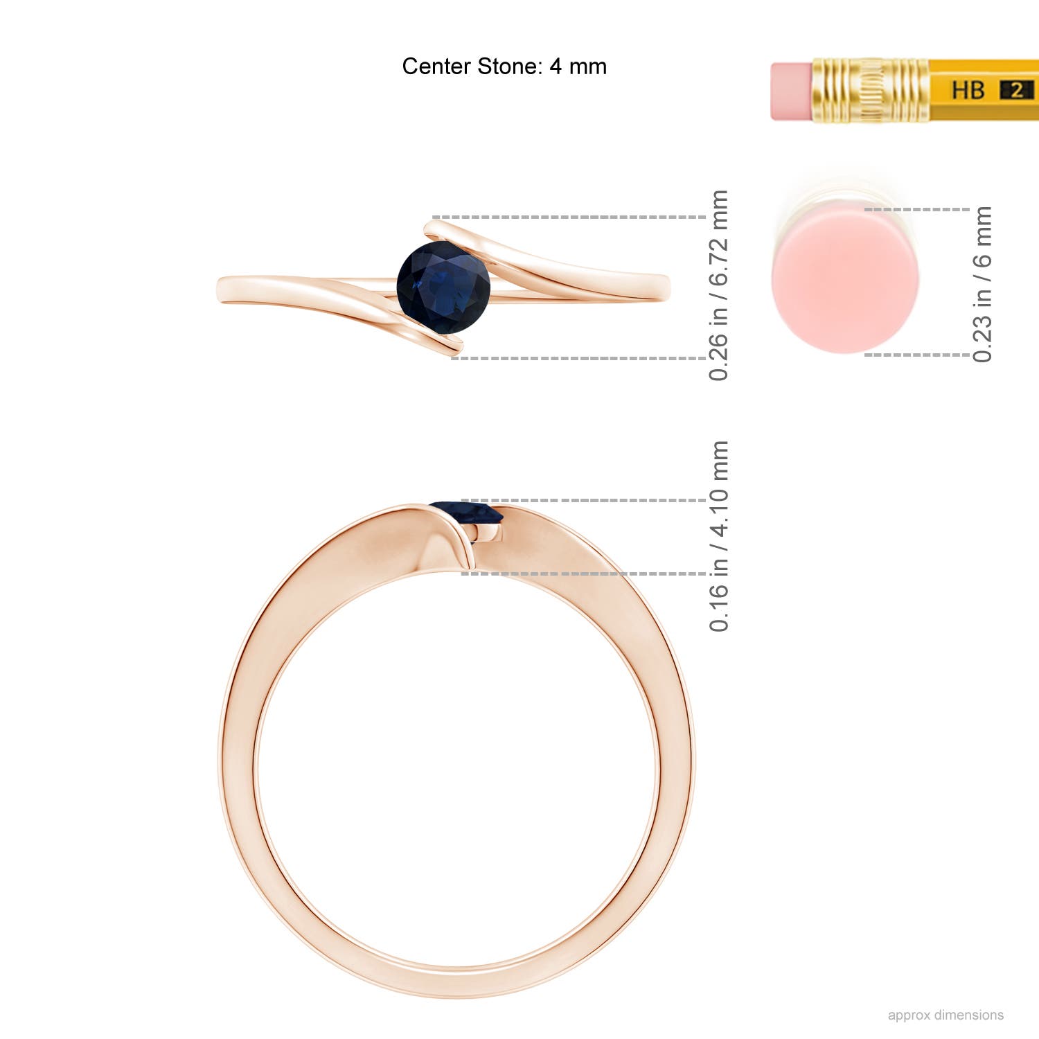 A - Blue Sapphire / 0.33 CT / 14 KT Rose Gold