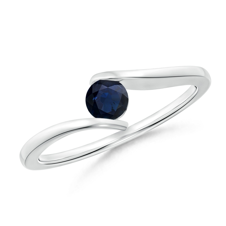 4mm A Bar-Set Solitaire Round Sapphire Bypass Ring in White Gold 