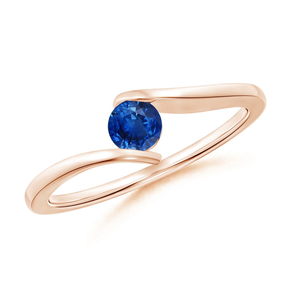 4mm AAA Bar-Set Solitaire Round Sapphire Bypass Ring in Rose Gold 