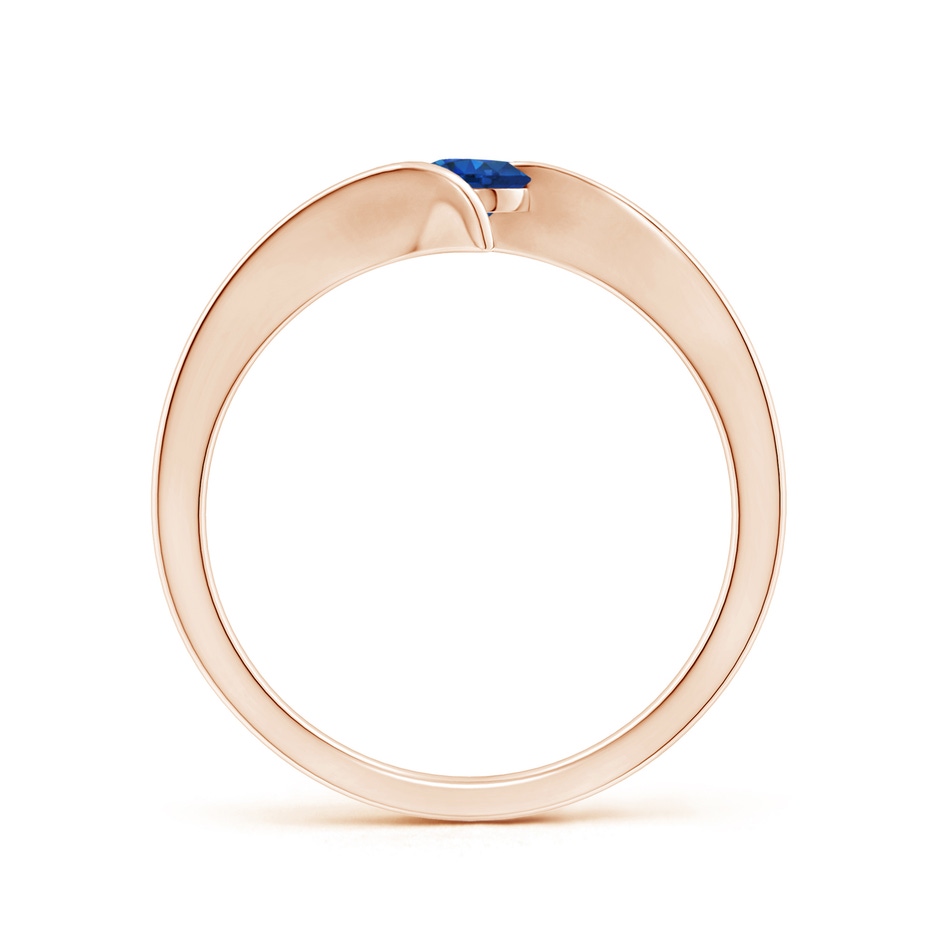 4mm AAA Bar-Set Solitaire Round Sapphire Bypass Ring in Rose Gold side 199