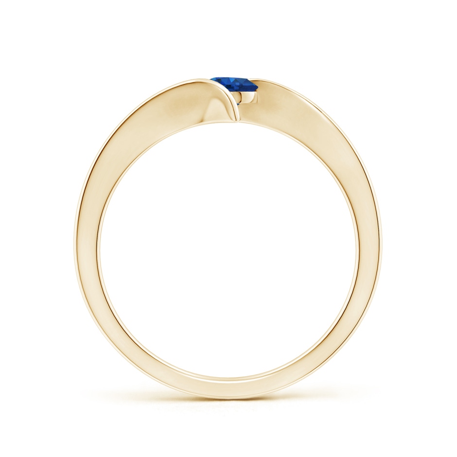 4mm AAA Bar-Set Solitaire Round Sapphire Bypass Ring in Yellow Gold side 199