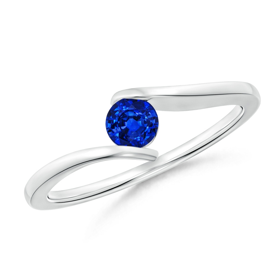 4mm AAAA Bar-Set Solitaire Round Sapphire Bypass Ring in P950 Platinum 