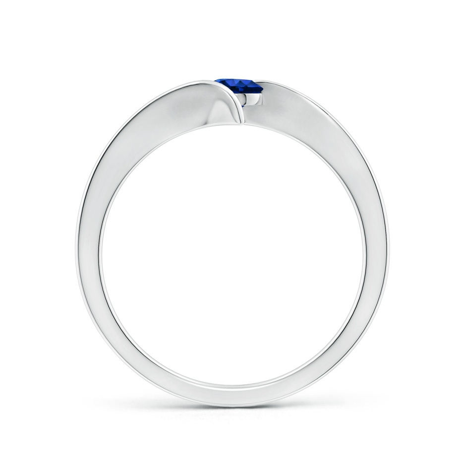 4mm AAAA Bar-Set Solitaire Round Sapphire Bypass Ring in P950 Platinum side 199