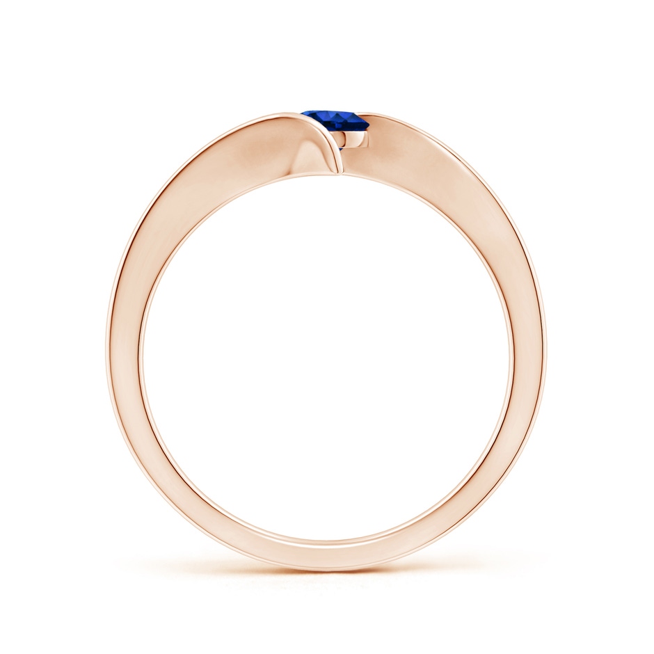 4mm AAAA Bar-Set Solitaire Round Sapphire Bypass Ring in Rose Gold side-1