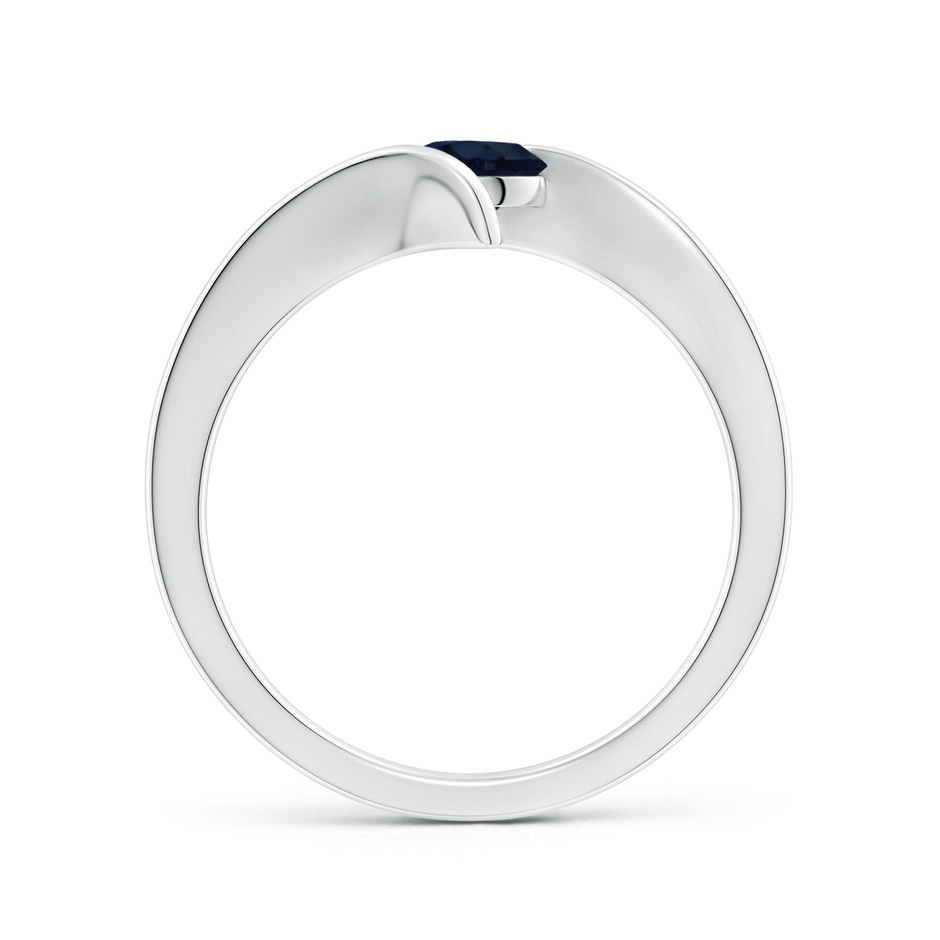 5mm A Bar-Set Solitaire Round Sapphire Bypass Ring in P950 Platinum side 199