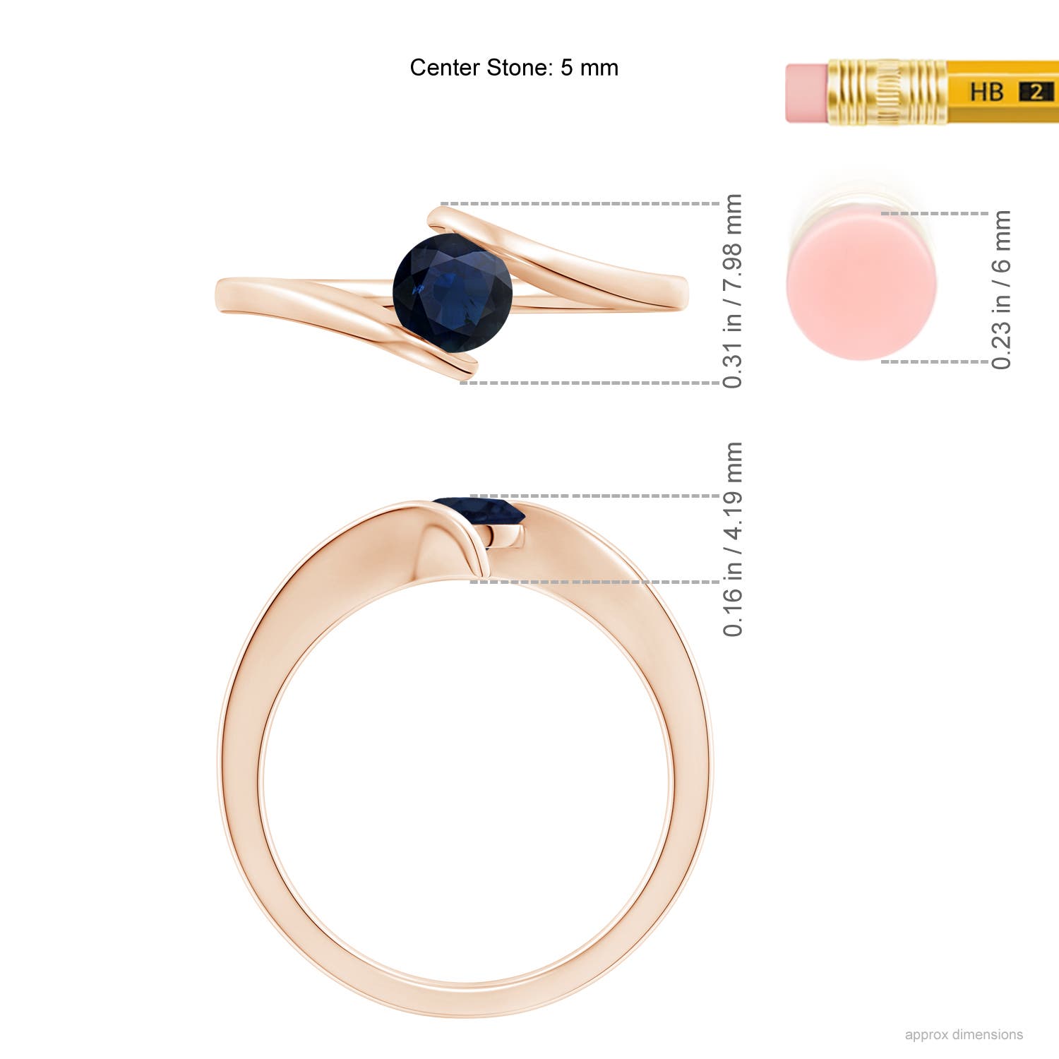 A - Blue Sapphire / 0.6 CT / 14 KT Rose Gold