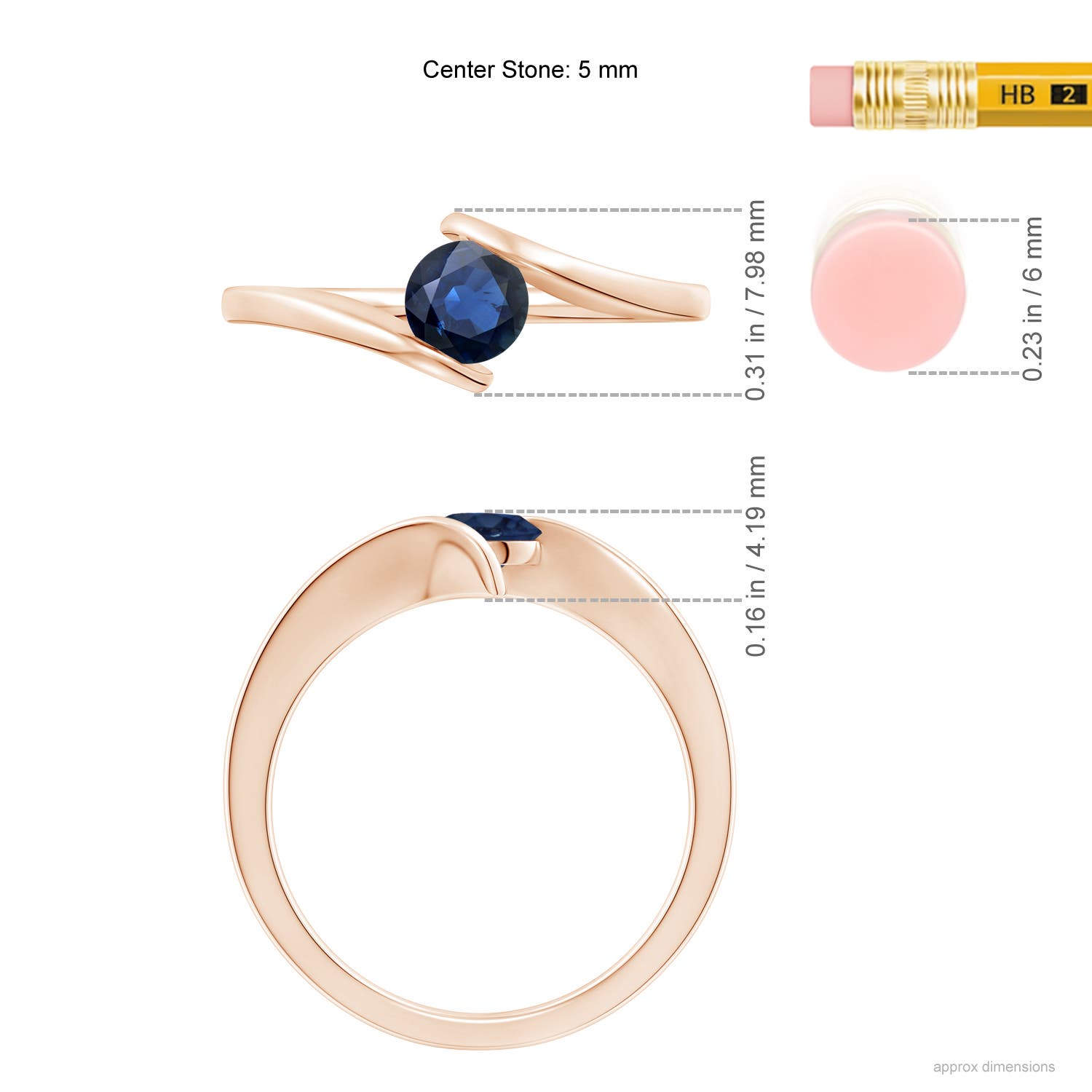 AA - Blue Sapphire / 0.6 CT / 14 KT Rose Gold