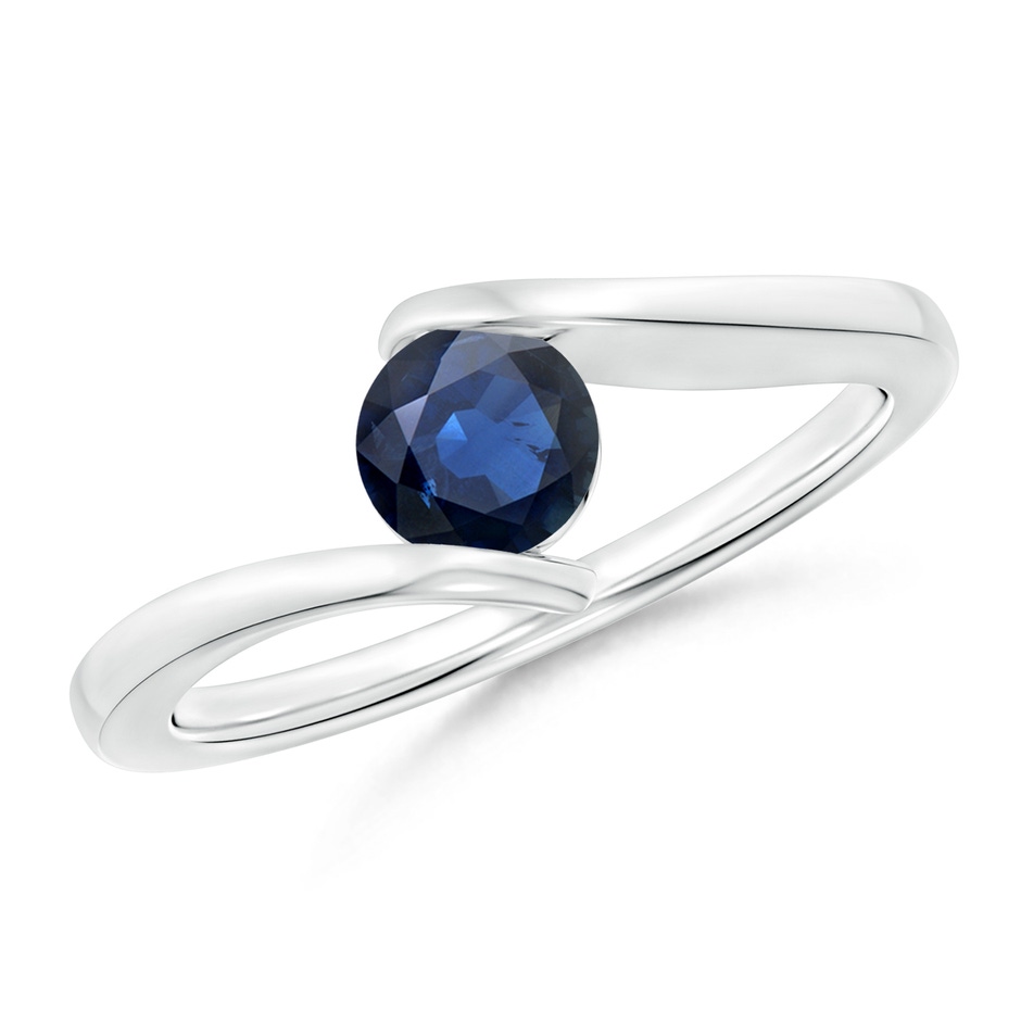 5mm AA Bar-Set Solitaire Round Sapphire Bypass Ring in S999 Silver 