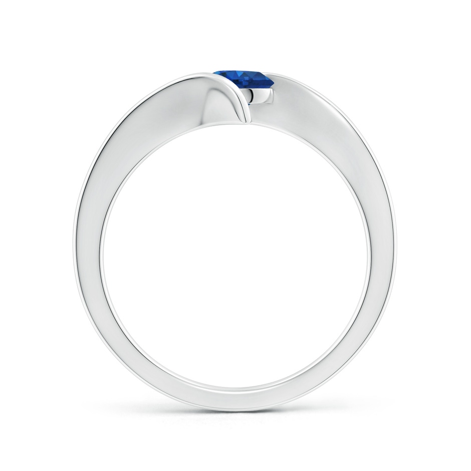 5mm AAA Bar-Set Solitaire Round Sapphire Bypass Ring in White Gold side 199