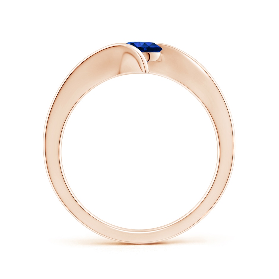 5mm AAAA Bar-Set Solitaire Round Sapphire Bypass Ring in Rose Gold side 199