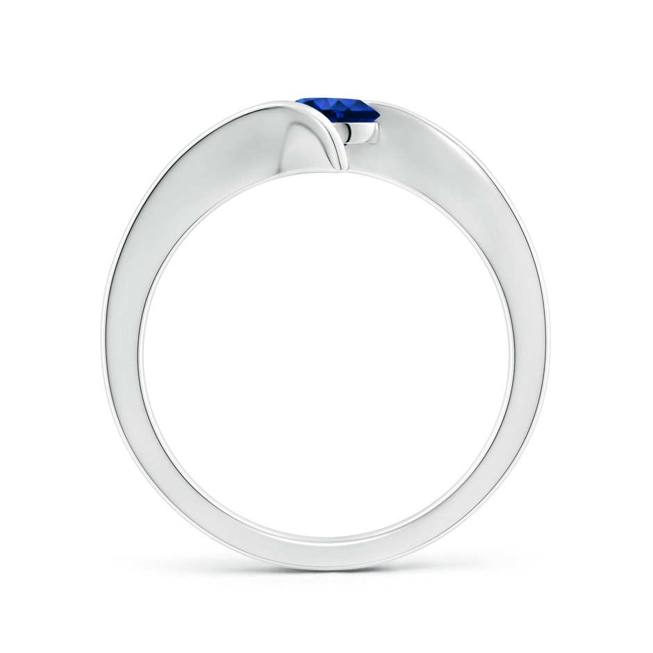 5mm AAAA Bar-Set Solitaire Round Sapphire Bypass Ring in White Gold side 199