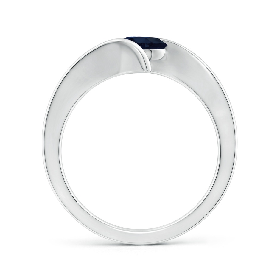 6mm A Bar-Set Solitaire Round Sapphire Bypass Ring in White Gold side 199